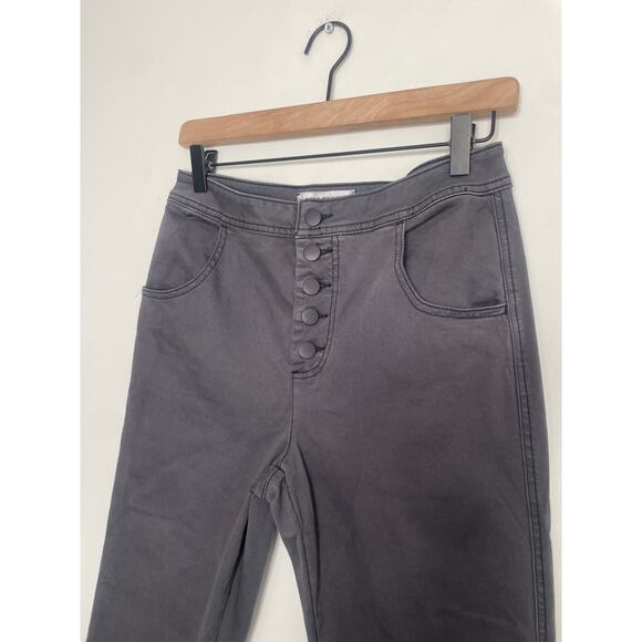 Lila Ryan Jess Cropped Straight Leg Twill Pants Size 4 Gray Button Fly - Picture 3 of 9